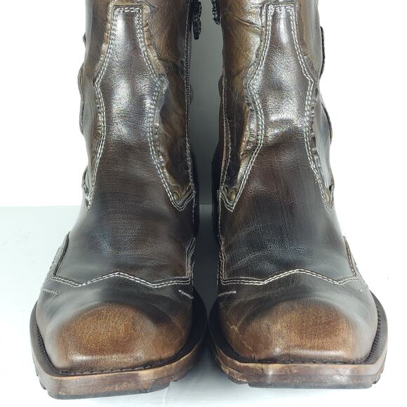 MARK NASO Men's Rock Lives US9 Brown Leather Dragon Side Zip Ankle Boots RARE - Picture 4 of 16